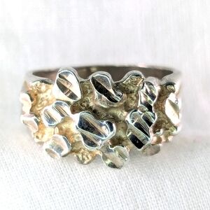 Sterling Silver Nugget Rock Band Ring Size 6 Chunky Brutal